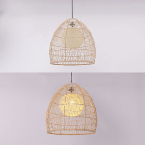 Close-up detail of Natural Rattan Pendant Light Handwoven Ceiling Lamp for Kitchen & Dining pendant