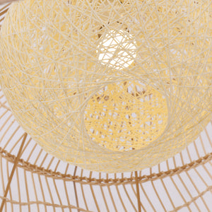 Close-up detail of Natural Rattan Pendant Light Handwoven Ceiling Lamp for Kitchen & Dining pendant