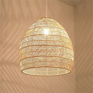 Close-up detail of Natural Rattan Pendant Light Handwoven Ceiling Lamp for Kitchen & Dining pendant