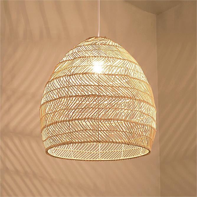 Close-up detail of Natural Rattan Pendant Light Handwoven Ceiling Lamp for Kitchen & Dining pendant