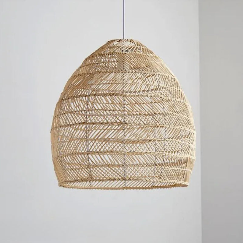 Natural Rattan Pendant Light Handwoven Ceiling Lamp for Kitchen & Dining pendant light on white