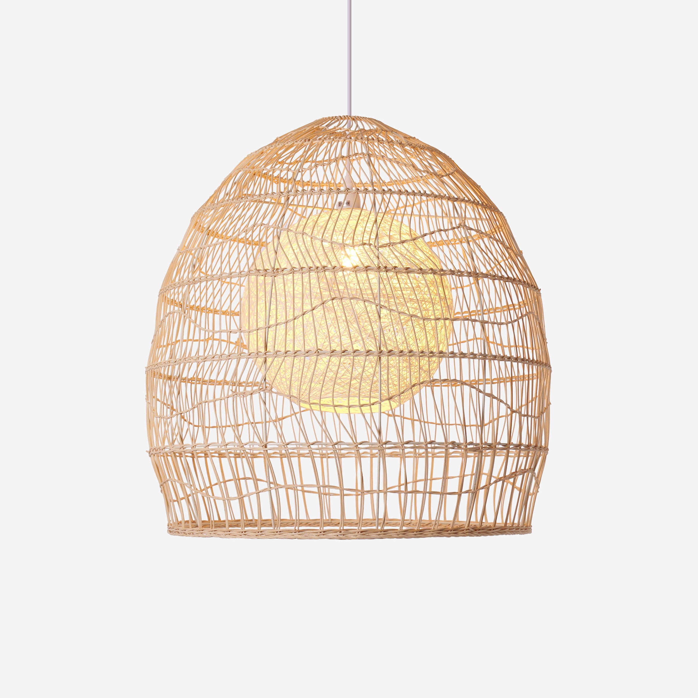 Natural Rattan Pendant Light Handwoven Ceiling Lamp for Kitchen & Dining pendant light on white