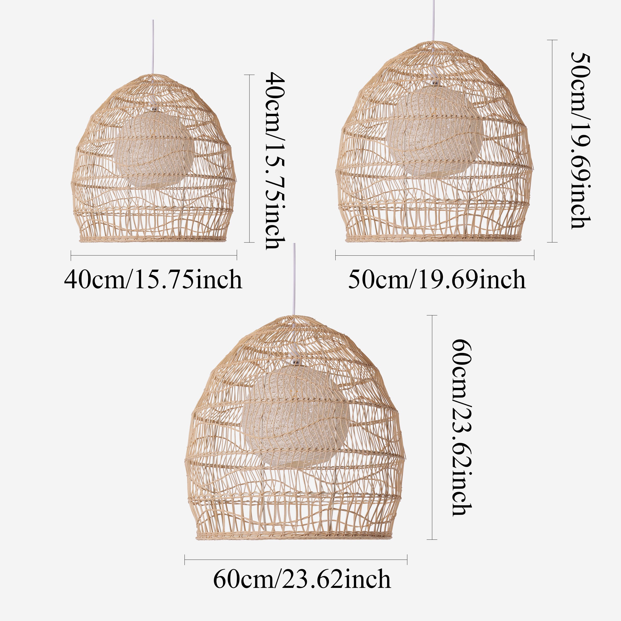 Natural Rattan Pendant Light Handwoven Ceiling Lamp for Kitchen & Dining pendant light on white