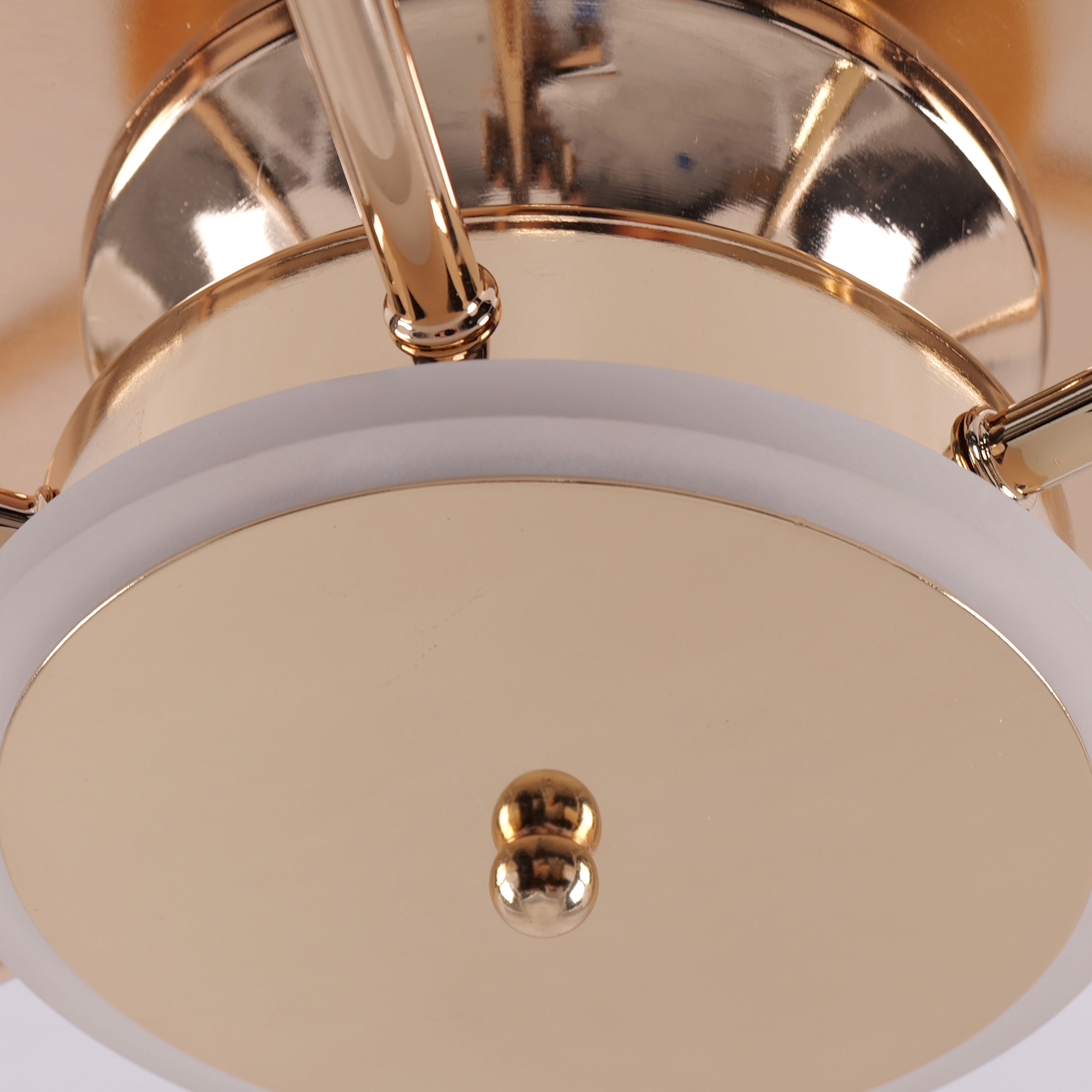 Close-up detail of Quiet Copper Acrylic Ceiling Fan Light with 6-Speed Control and Remote