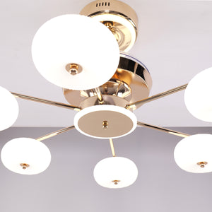 Close-up detail of Quiet Copper Acrylic Ceiling Fan Light with 6-Speed Control and Remote