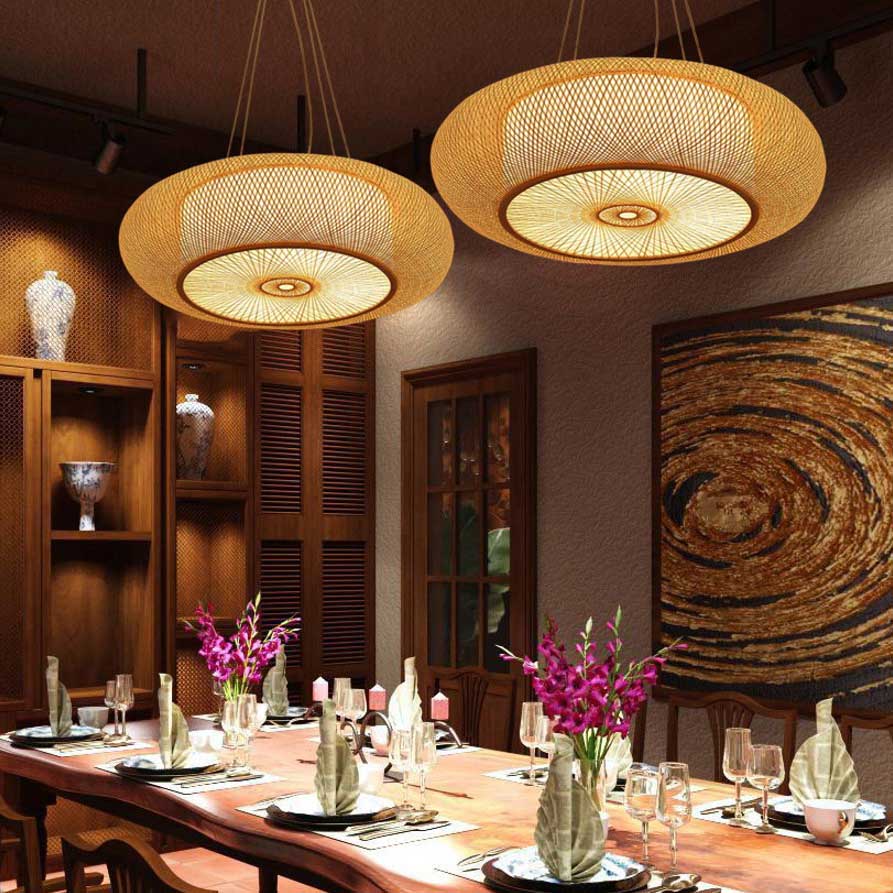 Traditional Handcrafted Bamboo Woven Hanging Pendant Lights