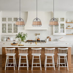 Close-up detail of Rustic Iron Woven Rattan Pendant Light for Dining Room, Reading Corner & pendant