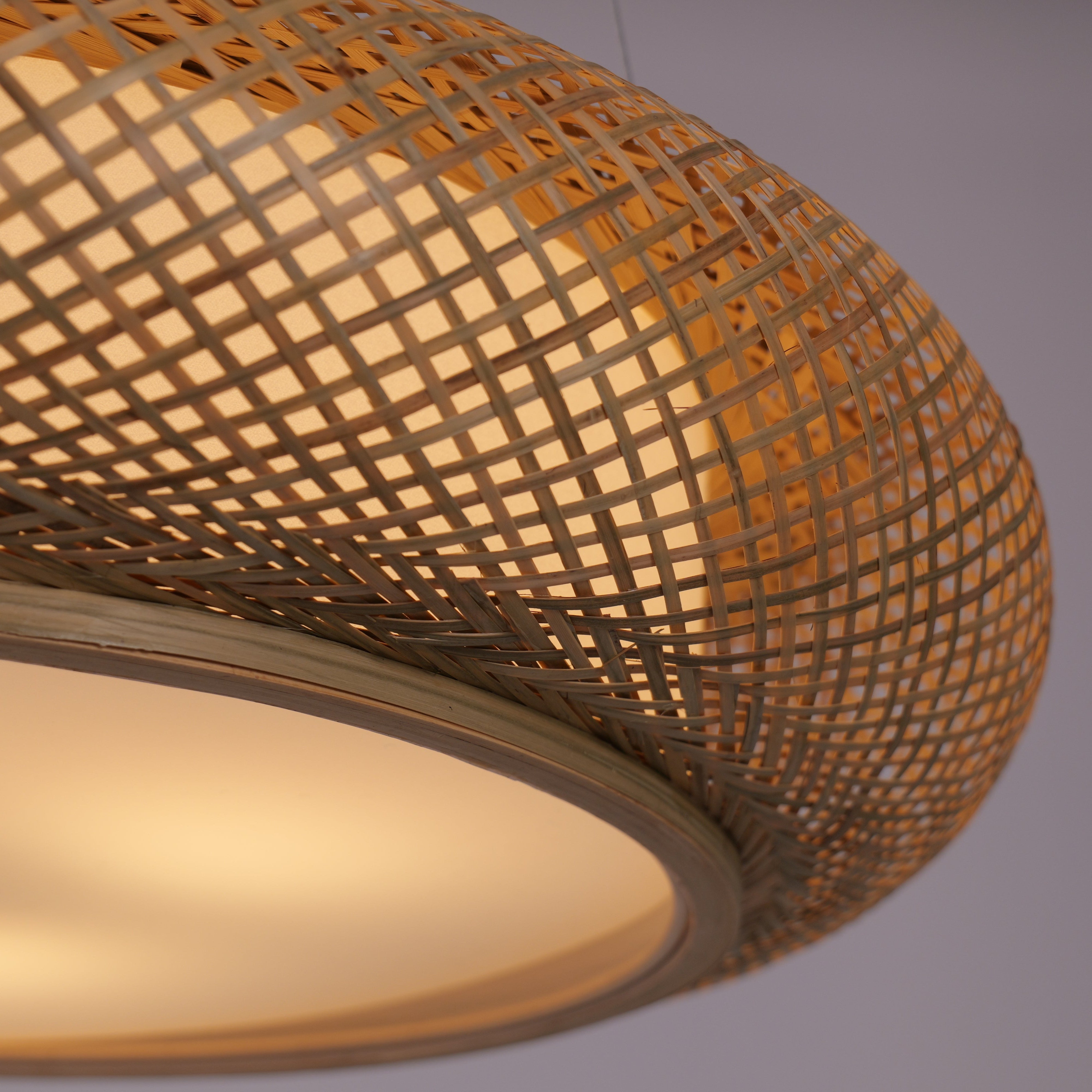 Close-up detail of Rustic Iron Woven Rattan Pendant Light for Dining Room, Reading Corner & pendant