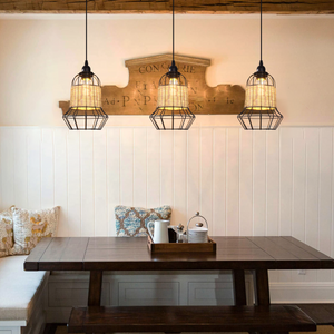 Rustic Iron Woven Rattan Pendant Light for Dining Room, Reading Corner & pendant light in a home interior