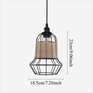 Rustic Iron Woven Rattan Pendant Light for Dining Room, Reading Corner & pendant light on white