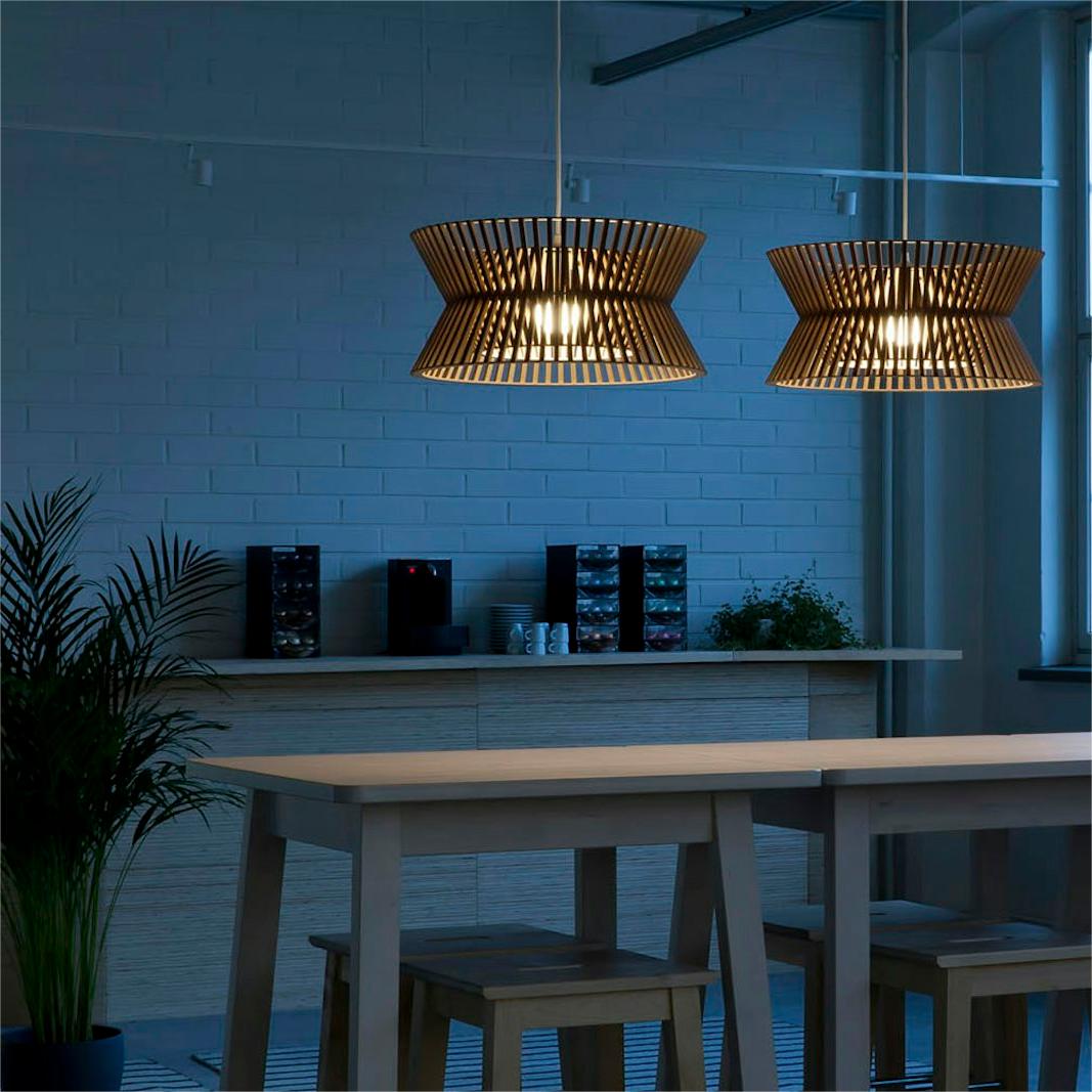 Modern LED Wood Craft Drum Hanging Pendant Lights