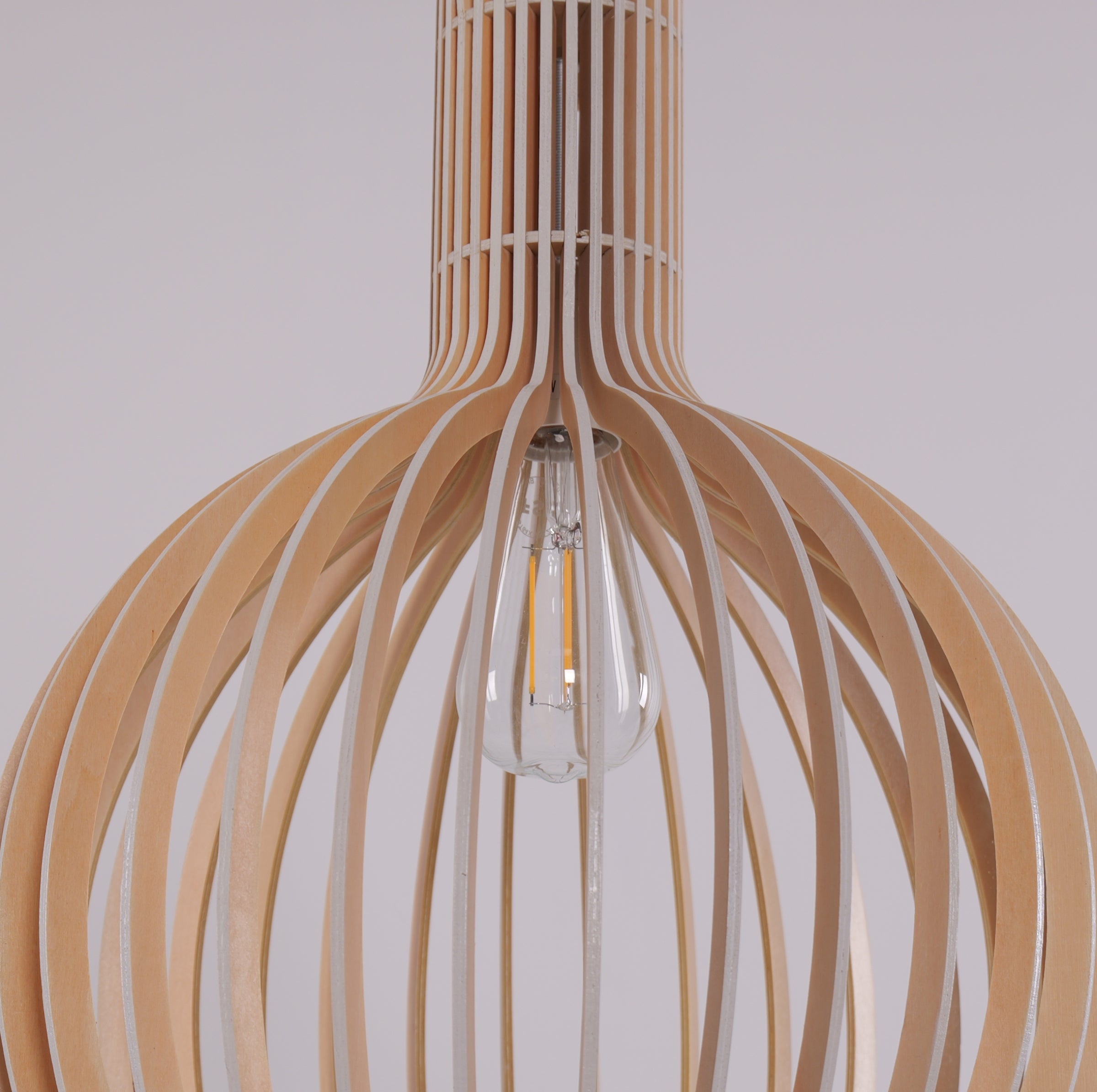 Close-up detail of Shadome-Pendant Lights for Kitchen – Tonka Scandinavian LED Wood Pendant pendant