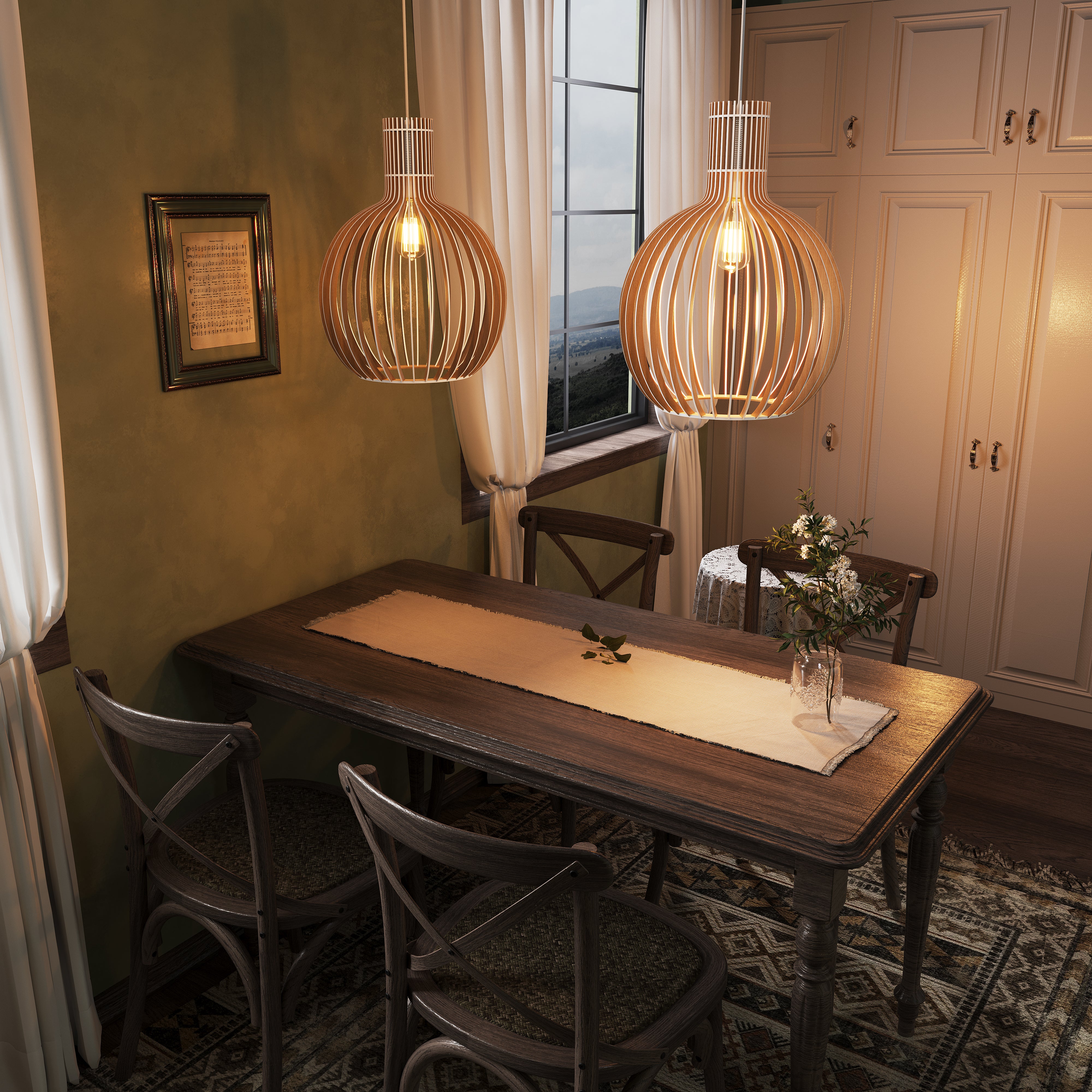 Close-up detail of Shadome-Pendant Lights for Kitchen – Tonka Scandinavian LED Wood Pendant pendant
