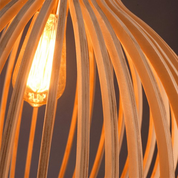 Close-up detail of Shadome-Pendant Lights for Kitchen – Tonka Scandinavian LED Wood Pendant pendant