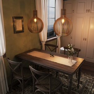 Shadome-Pendant Lights for Kitchen – Tonka Scandinavian LED Wood Pendant pendant light in a home interior