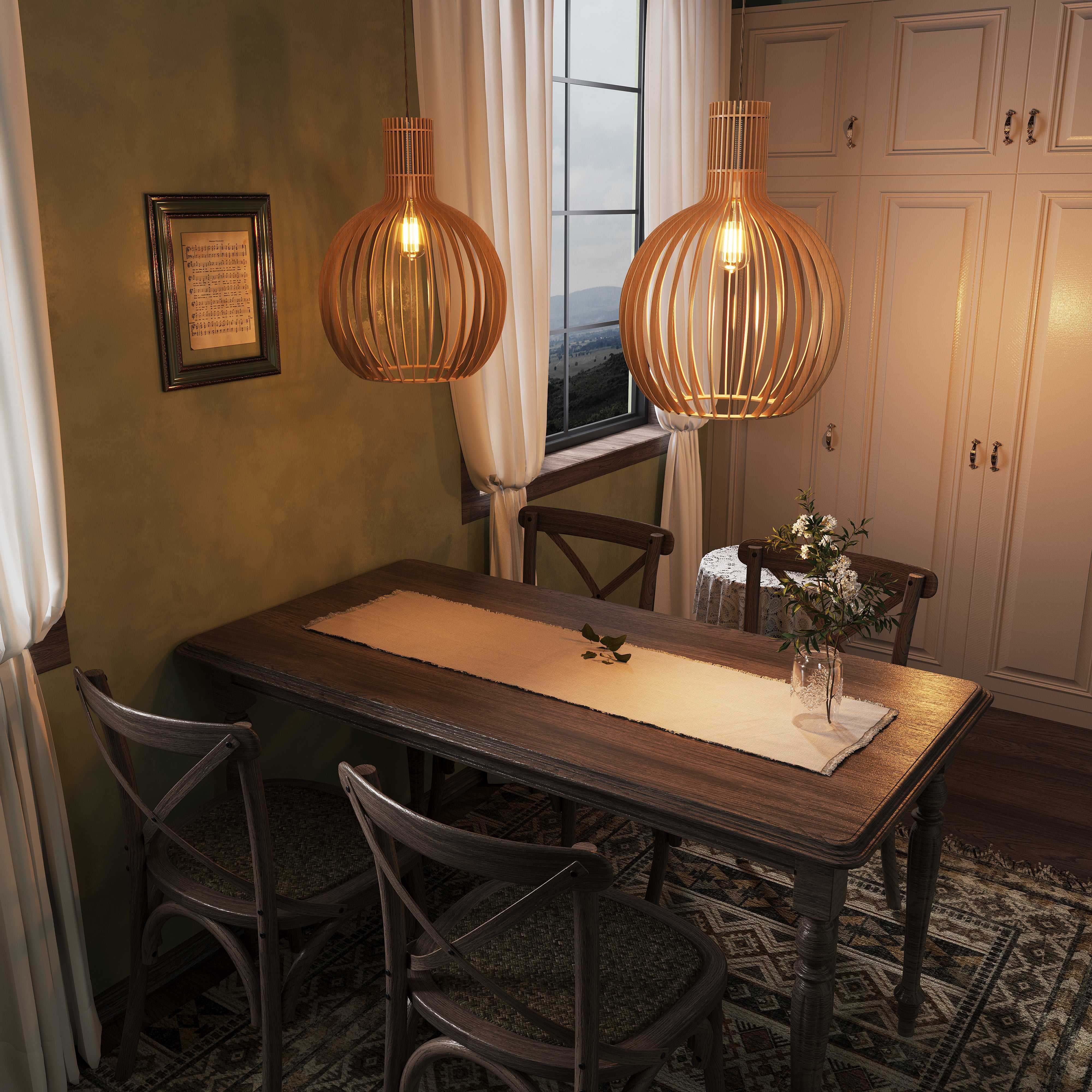 Shadome-Pendant Lights for Kitchen – Tonka Scandinavian LED Wood Pendant pendant light in a home interior