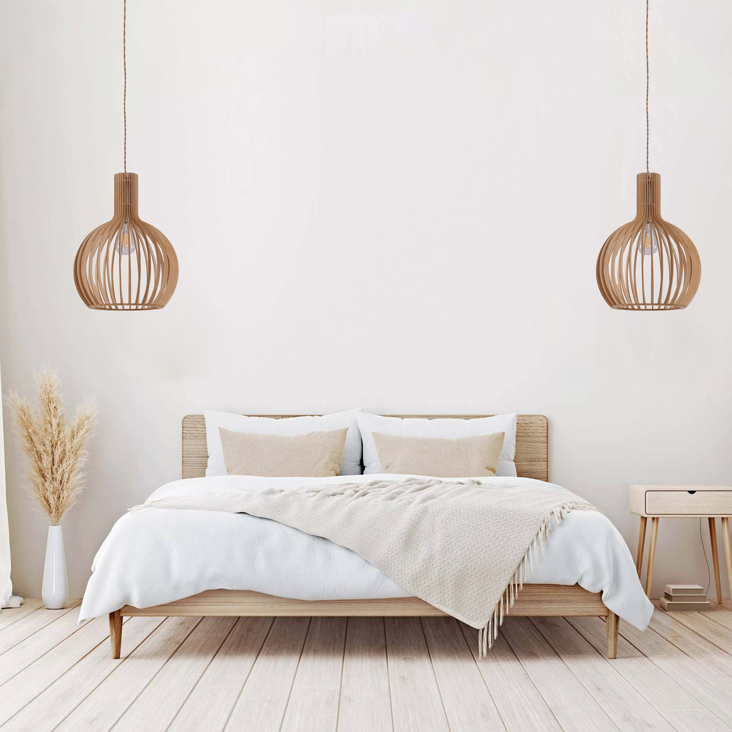 Shadome-Pendant Lights for Kitchen – Tonka Scandinavian LED Wood Pendant pendant light in a home interior