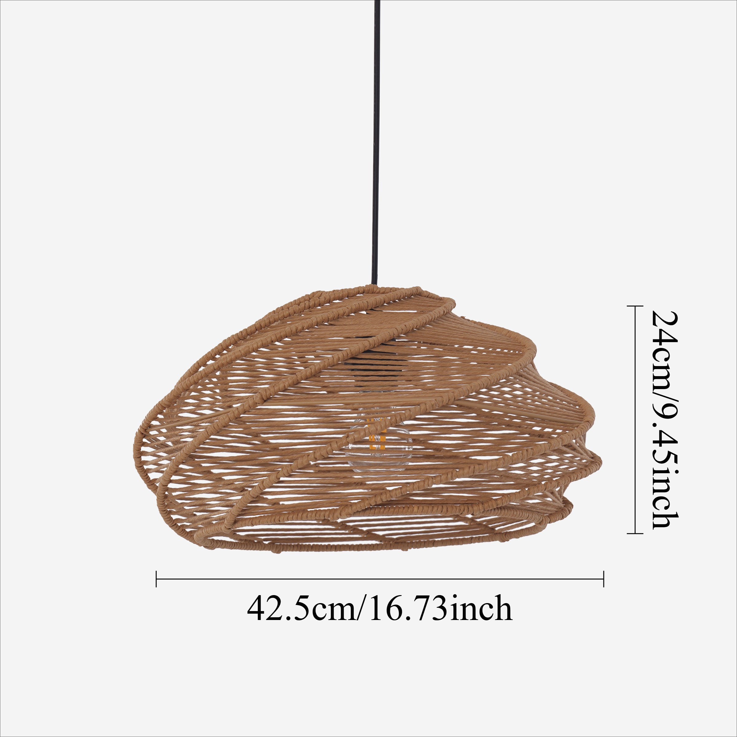 Size chart for Spiral Rattan Pendant Light – Handwoven Celling Lighting for Dining Room pendant
