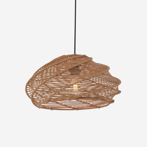 Spiral Rattan Pendant Light – Handwoven Celling Lighting for Dining Room pendant light on white