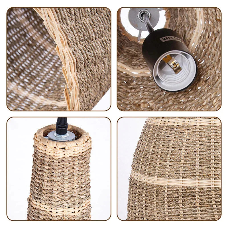 Creative Funnel-Shaped Rattan Pendant Light Kitchen Island