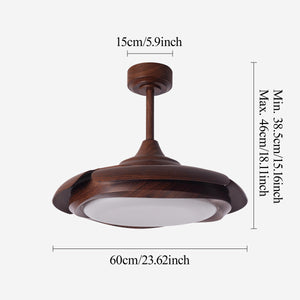 Size chart for Walnut Effect LED Ceiling Fan Light with Remote for Living Room &