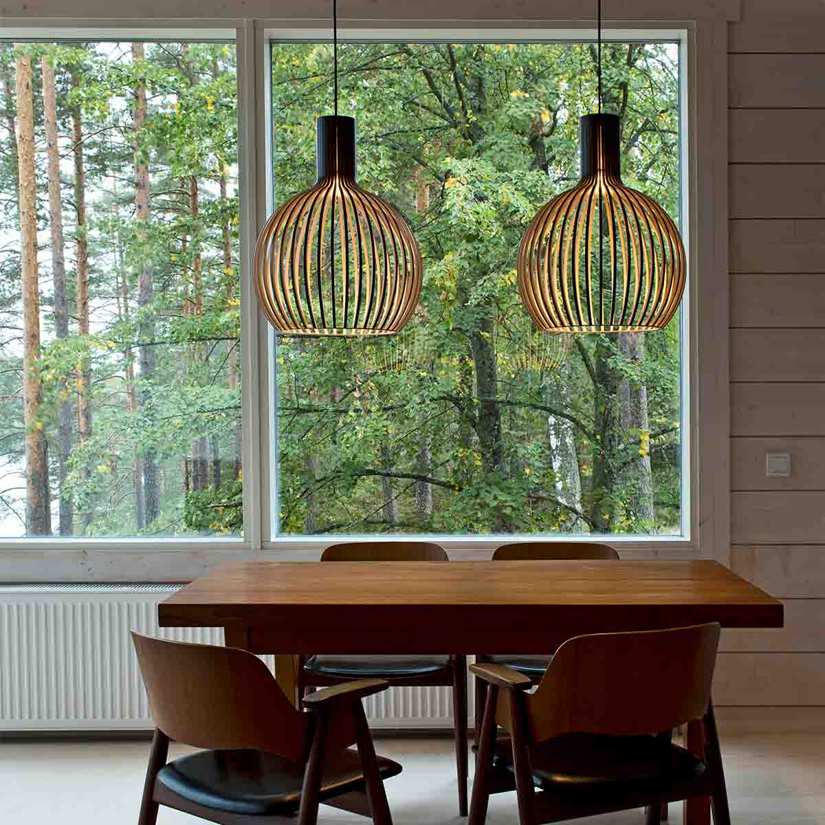 Scandinavian LED Wooden Birdcage Pendant Light