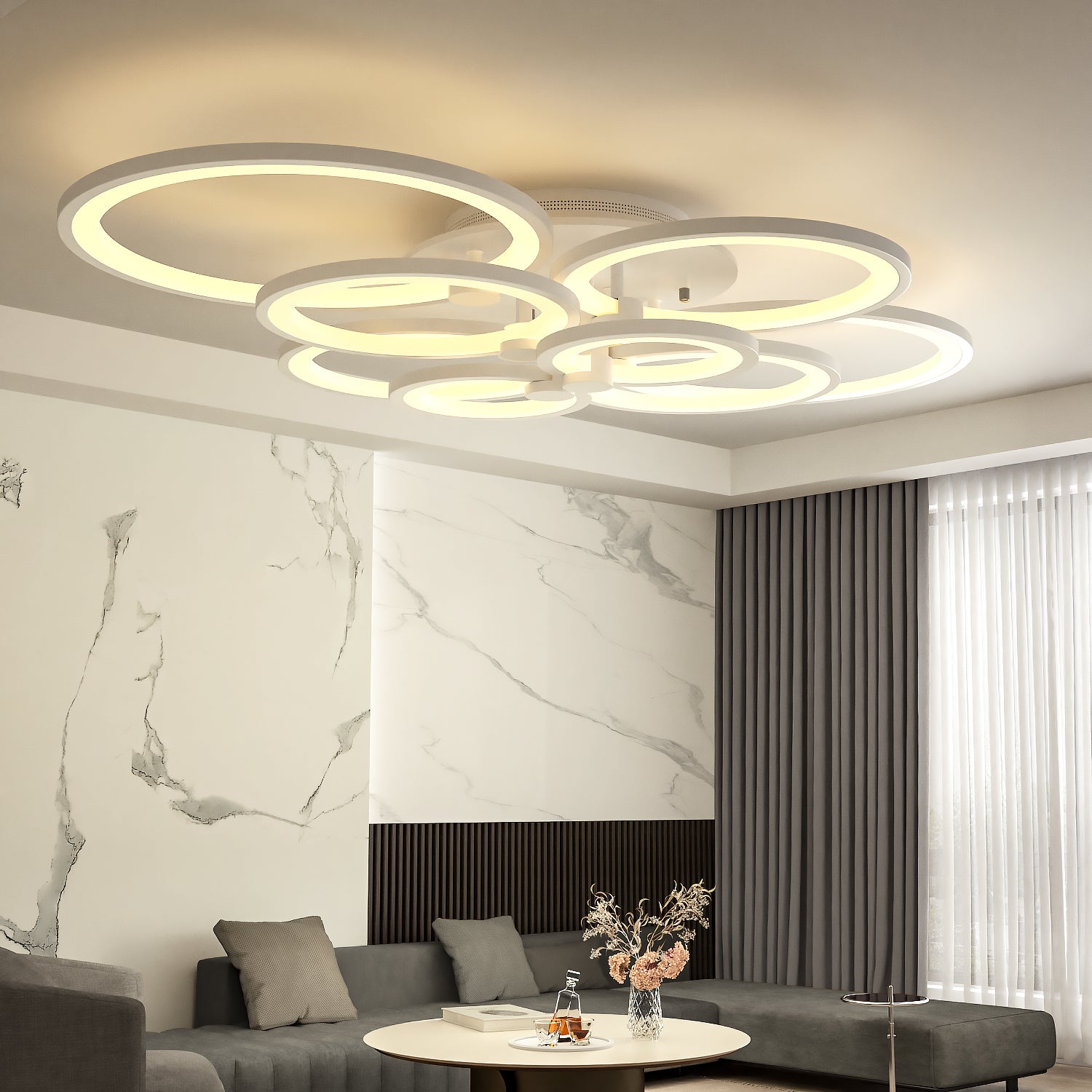 4/6/8 Rings Circle LED Kitchen Ceiling Lights Dimmable/Non-Dimmable