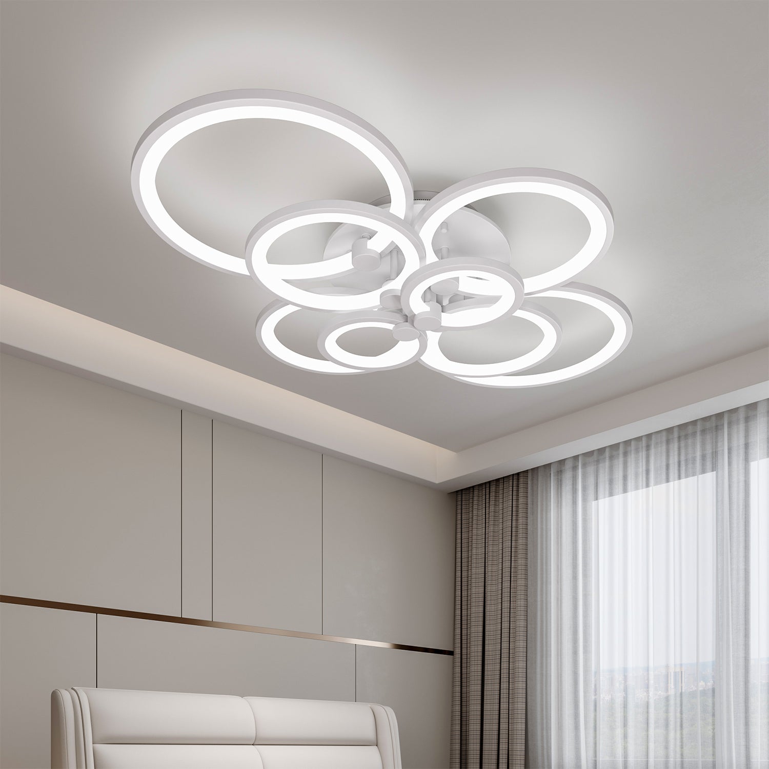 4/6/8 Rings Circle LED Kitchen Ceiling Lights Dimmable/Non-Dimmable