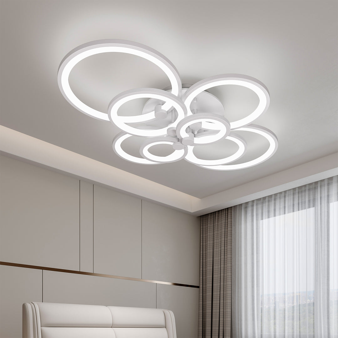 4/6/8 Rings Circle LED Semi-Flush Ceiling Light Dimmable/Non