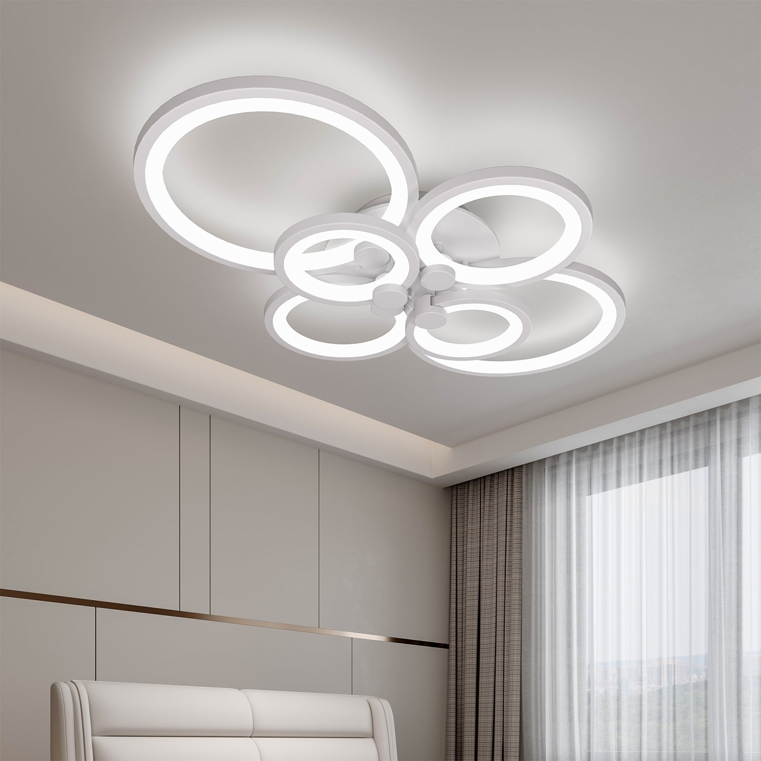 4/6/8 Rings Circle LED Kitchen Ceiling Lights Dimmable/Non-Dimmable