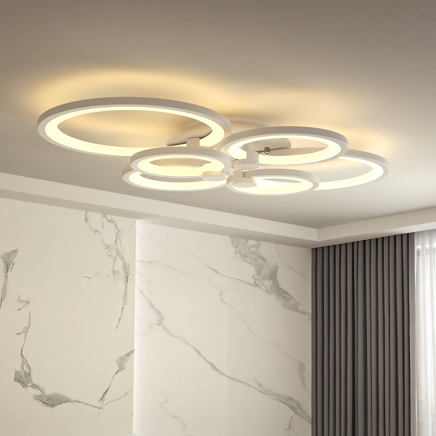 4/6/8 Rings Circle LED Kitchen Ceiling Lights Dimmable/Non-Dimmable