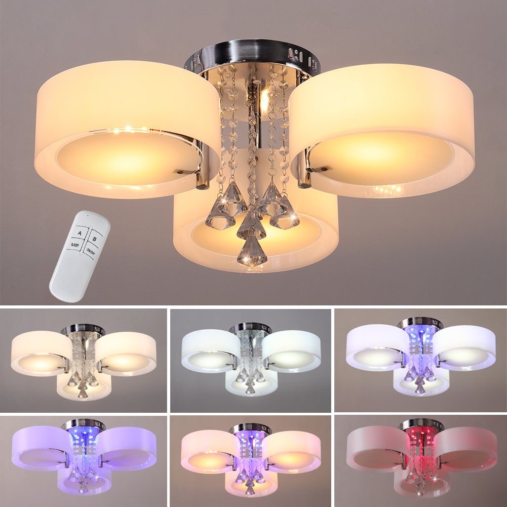 Acrylic Round Ceiling Light with Crystal Drops