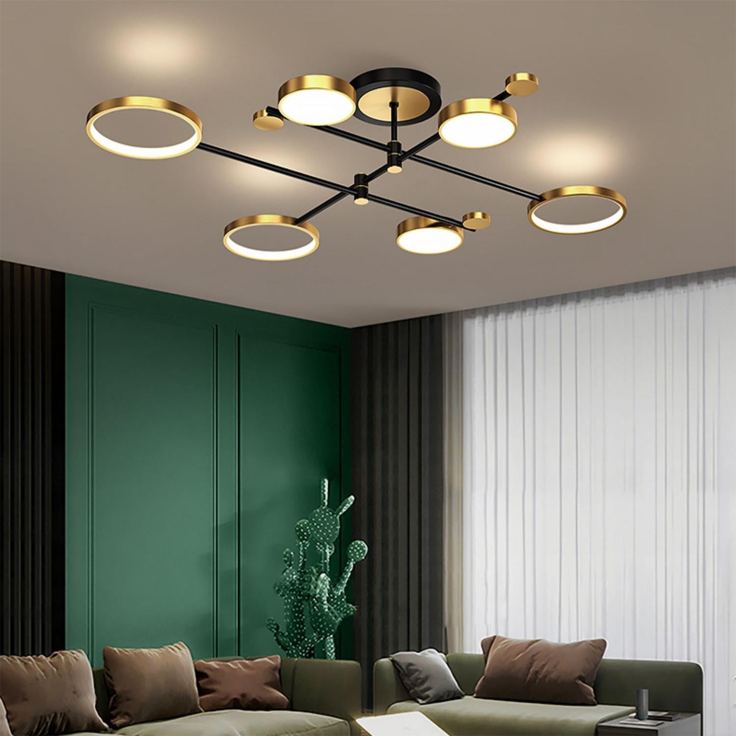 Scandinavian Semi Flush Mount LED Rings Ceiling Light