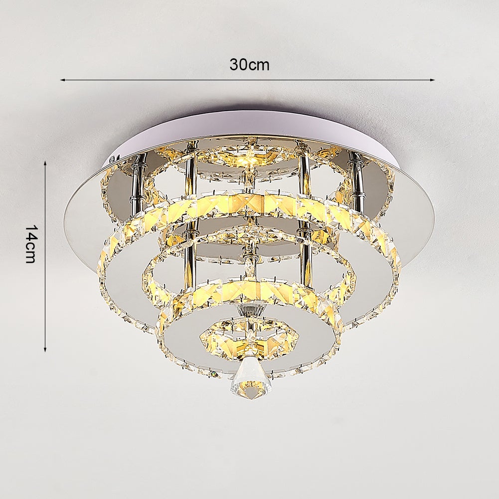 Stacked LED Ceiling Light with Crystal Rims