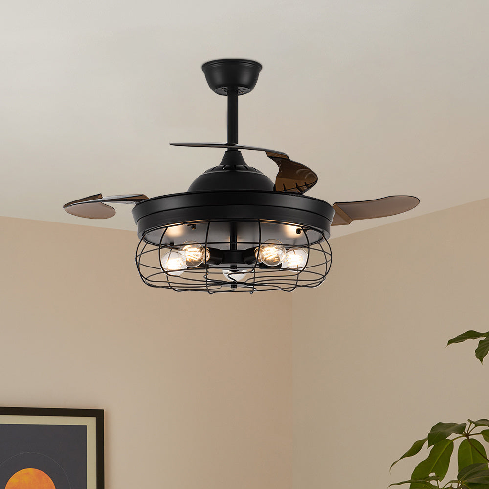 Caged Farmhouse Style Ceiling Fan with Lights