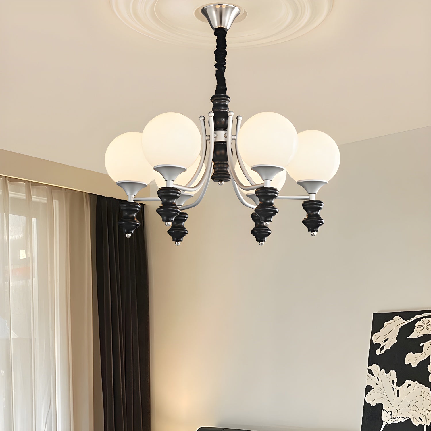 Adjustable Design Chandelier Light Fixtures with Spherical Glass Shade