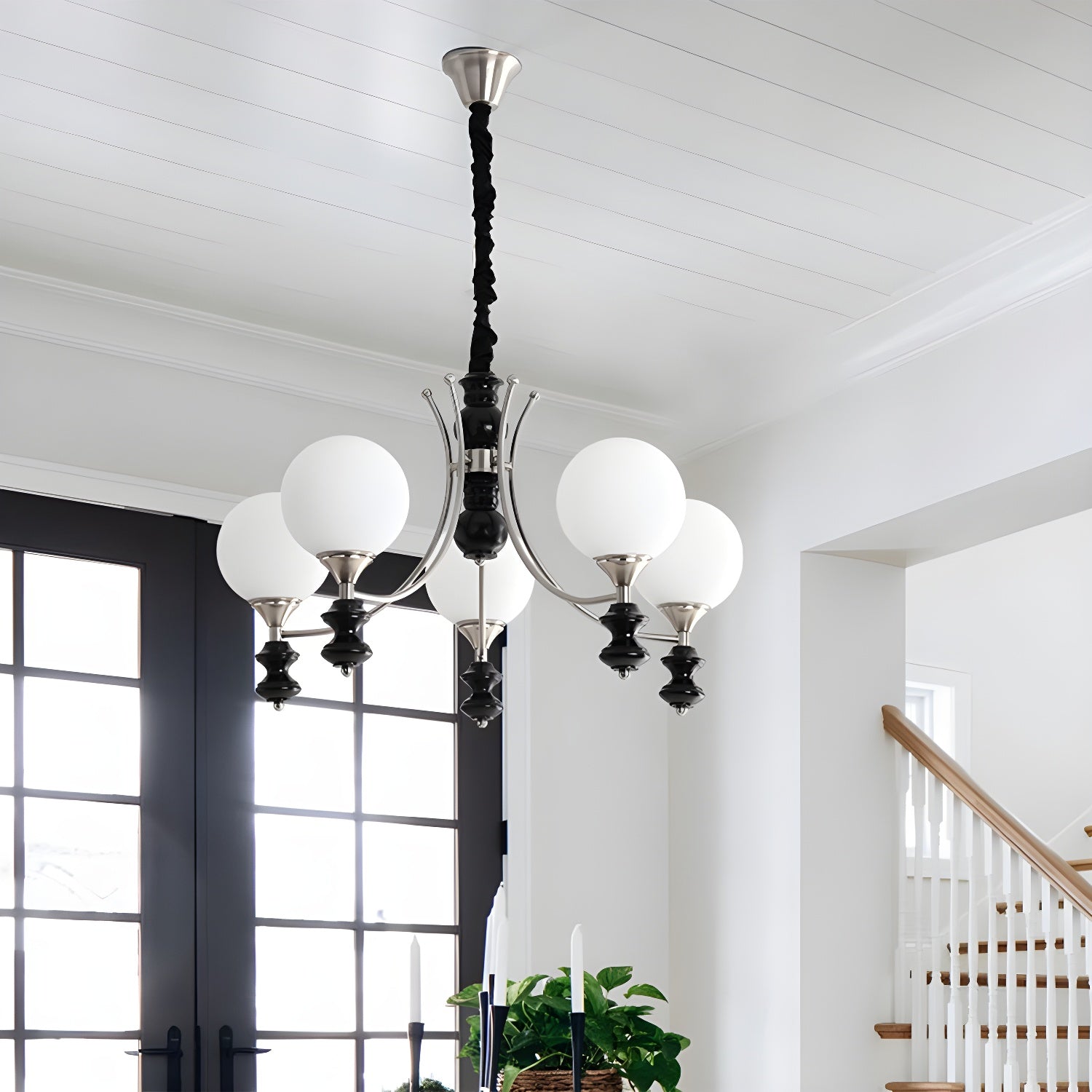 Adjustable Design Chandelier Light Fixtures with Spherical Glass Shade