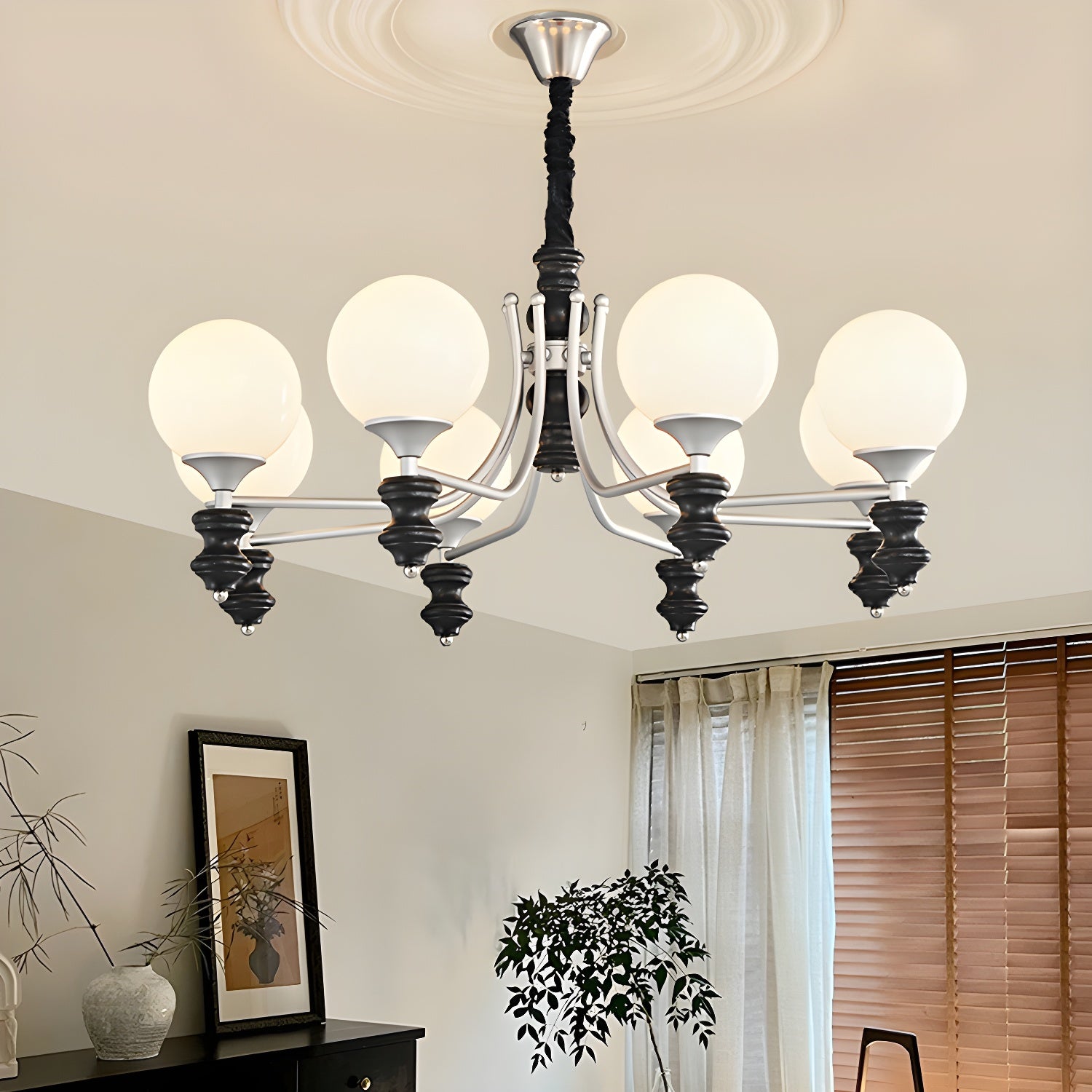 Adjustable Design Chandelier Light Fixtures with Spherical Glass Shade