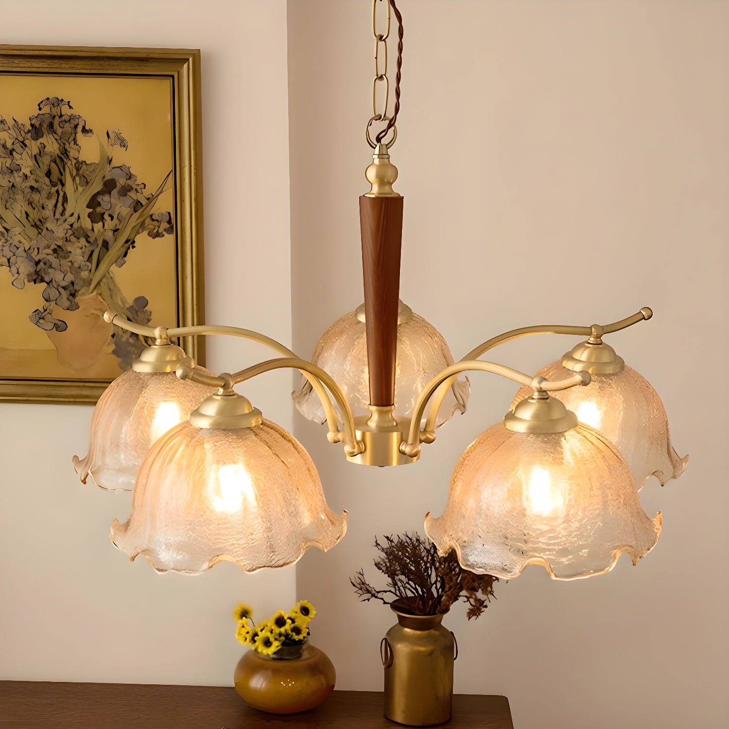 Retro Elegance Artistic LED Brass Pendant Light