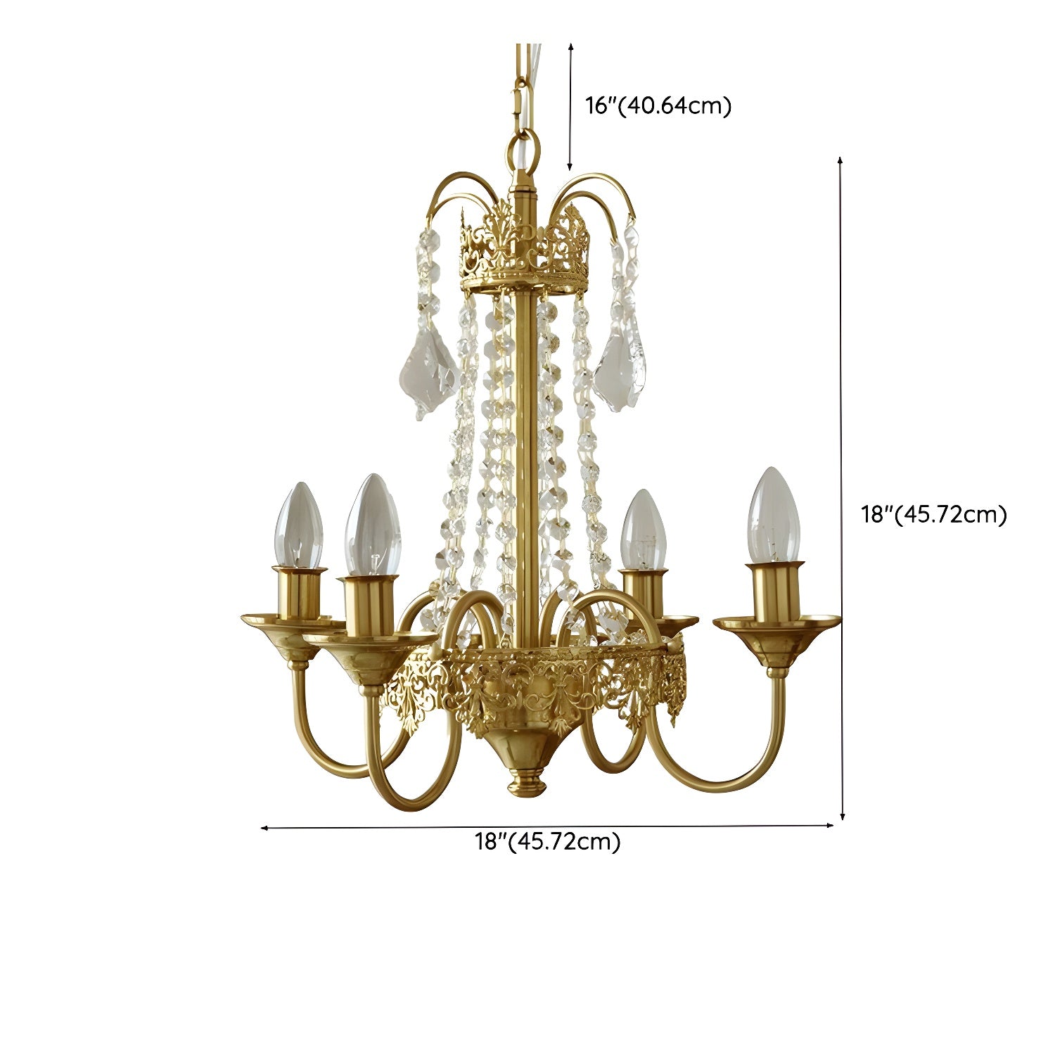 4-Lights Candle Shape Pendant Light Fixtures with Transparent Crystal