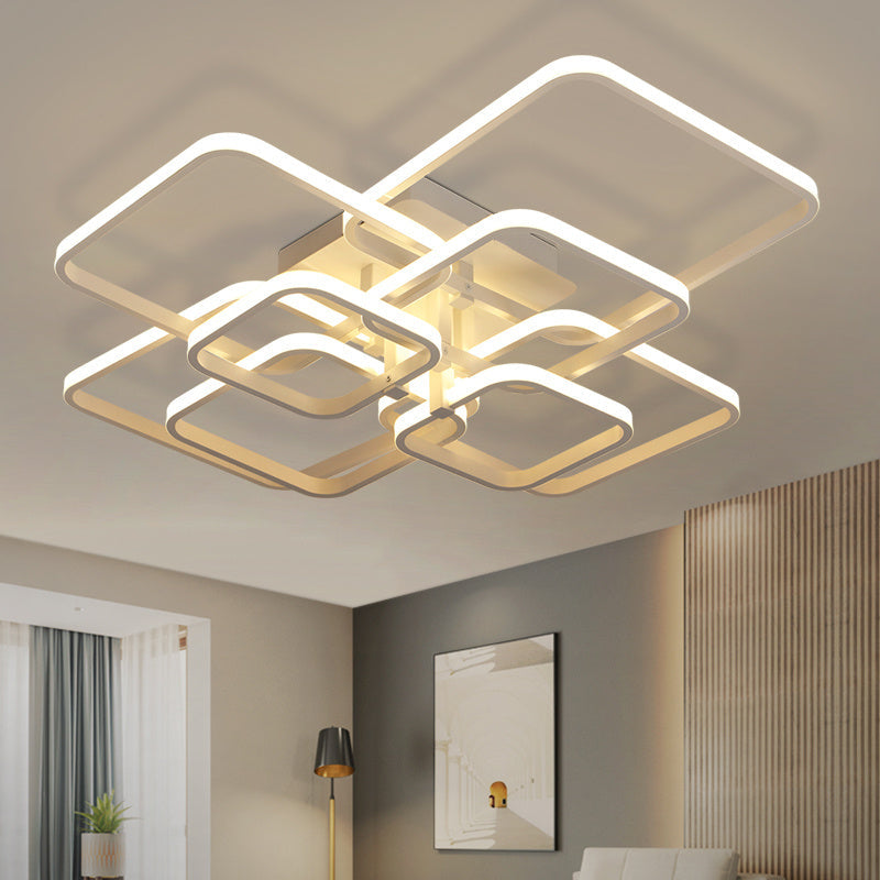 4/6/8 Headers Square LED Ceiling Light Dimmable with Remote Control