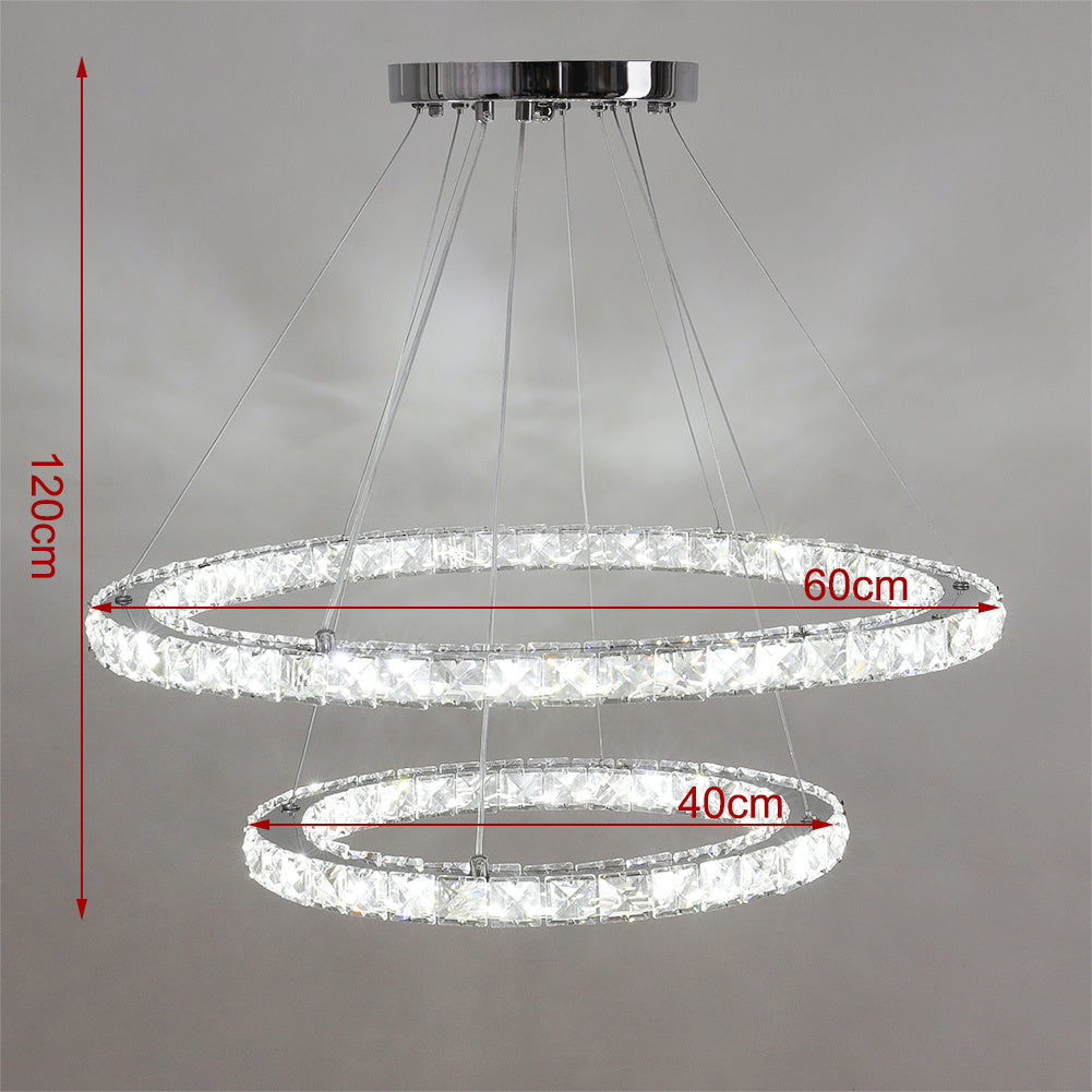 Modern Adjustable Crystal Rings LED Pendant Light