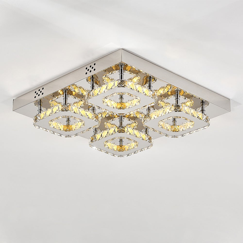 Square LED Ceiling Light with Crystal Heads