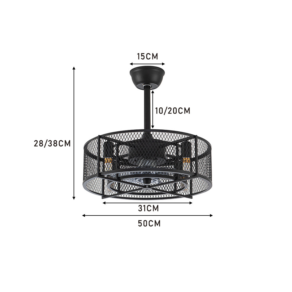 Modern Black Ceiling Fan with Lights and Remote Control