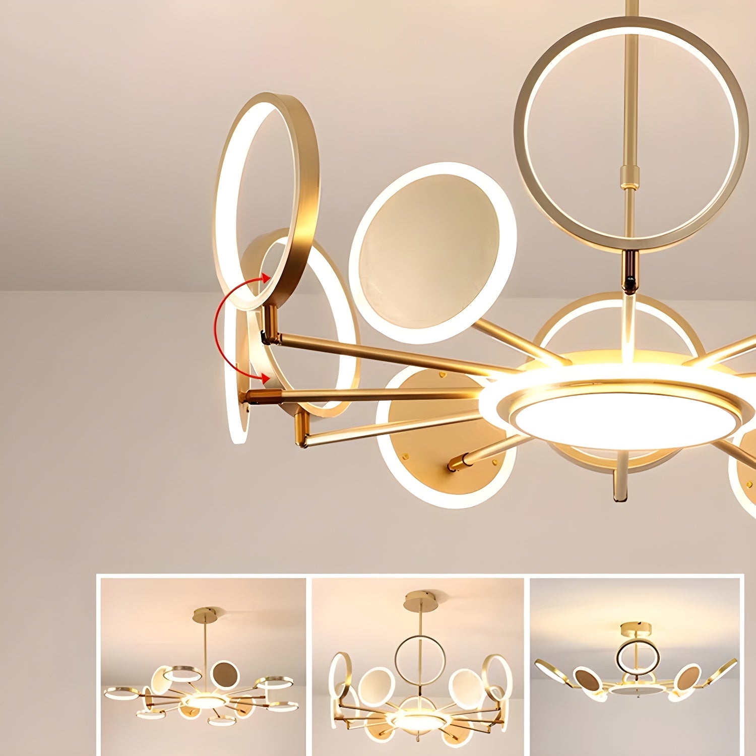 Moder LED Light Fixture Metal Circle Shape Ceiling Pendant Light