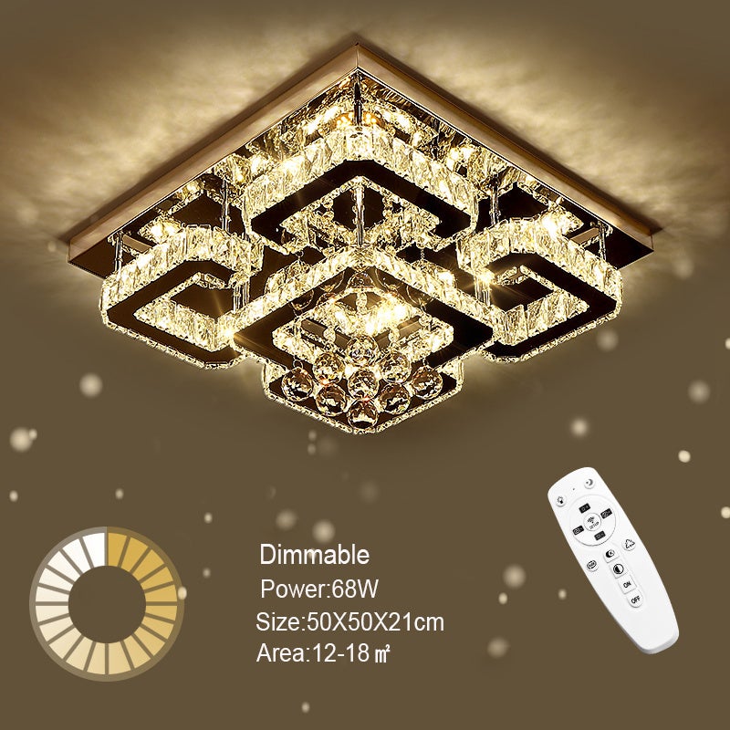 Square LED Ceiling Light with Crystal Heads