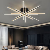 Crossed Line Modern Flush Mount Ceiling Light in Black/Gold