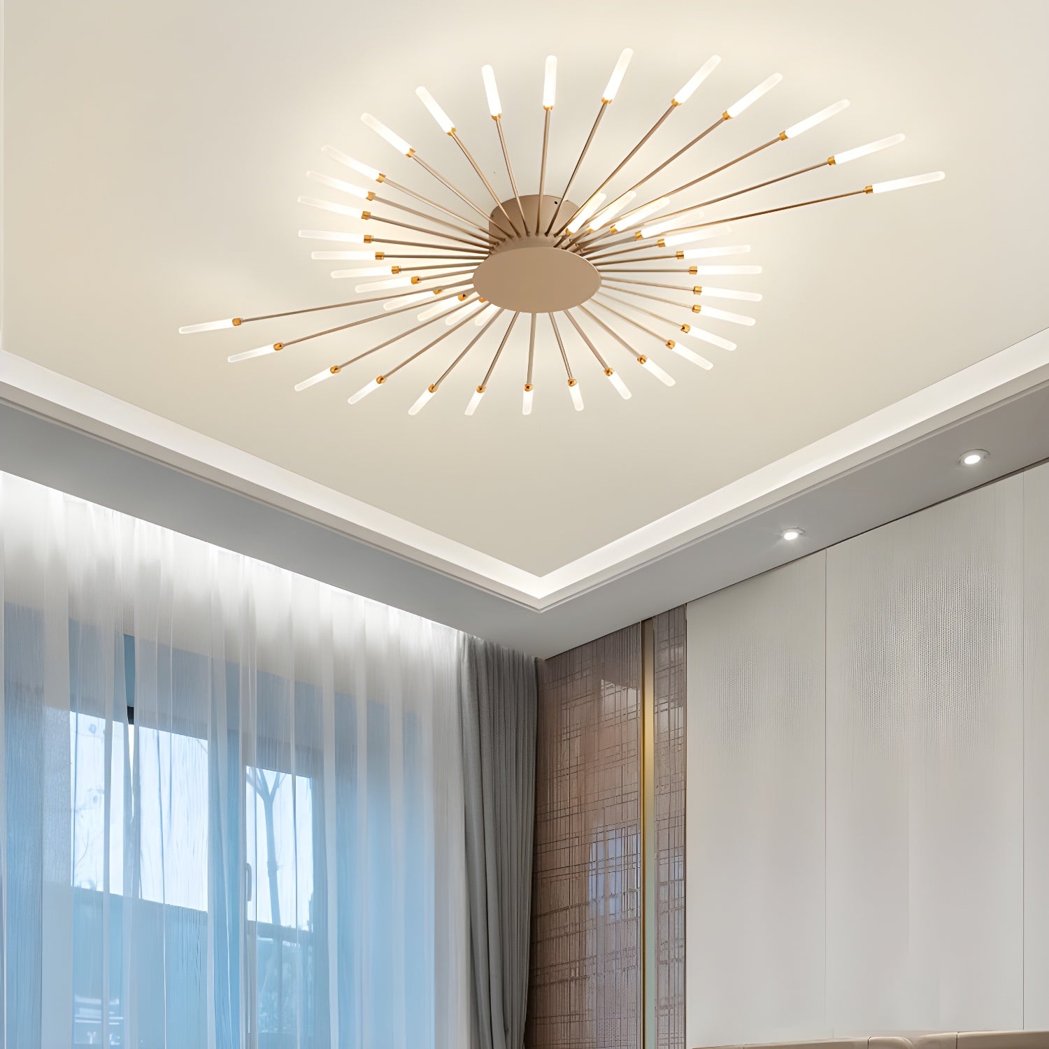 Modern Creativity LED Semi Flush Mount Metal Ceiling Light