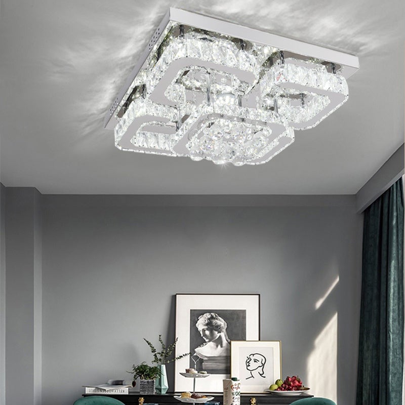 Square LED Ceiling Light with Crystal Heads