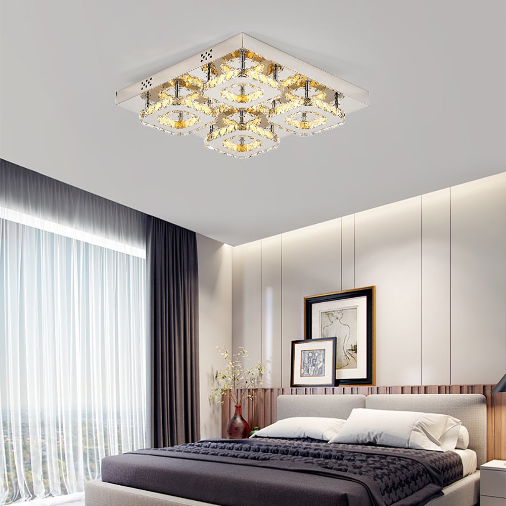 Square LED Ceiling Light with Crystal Heads